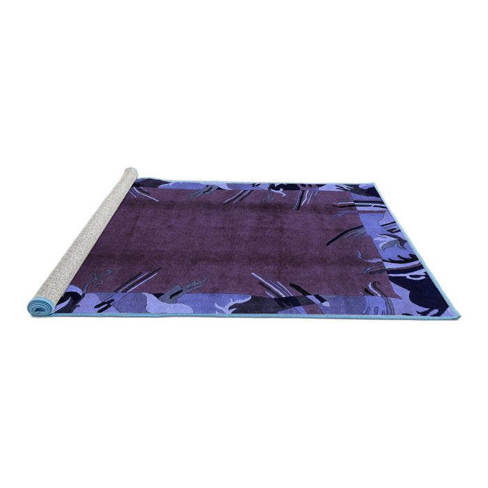 Sideview of Machine Washable Abstract Blue Modern Rug, wshabs1901blu