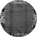 Round Machine Washable Abstract Gray Modern Rug, wshabs1901gry