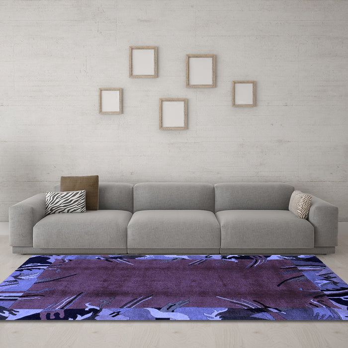 Machine Washable Abstract Blue Modern Rug in a Living Room, wshabs1901blu
