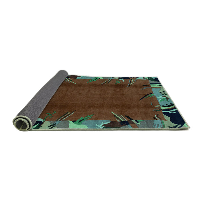 Sideview of Abstract Turquoise Modern Rug, abs1901turq