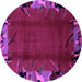 Round Machine Washable Abstract Purple Modern Area Rugs, wshabs1901pur