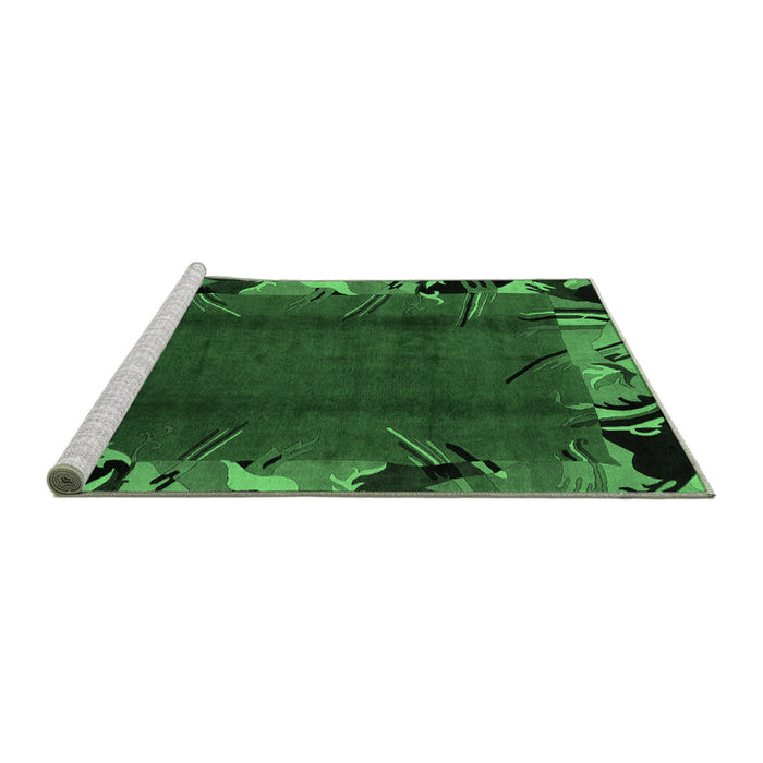 Sideview of Machine Washable Abstract Emerald Green Modern Area Rugs, wshabs1901emgrn