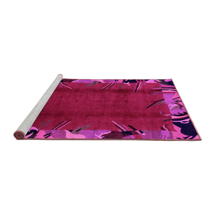 Sideview of Machine Washable Abstract Pink Modern Rug, wshabs1901pnk