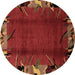 Round Abstract Brown Modern Rug, abs1901brn