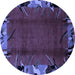 Round Abstract Blue Modern Rug, abs1901blu