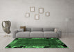 Machine Washable Abstract Emerald Green Modern Area Rugs in a Living Room,, wshabs1901emgrn