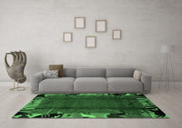 Machine Washable Abstract Emerald Green Modern Rug, wshabs1901emgrn