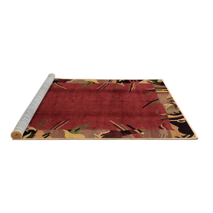 Sideview of Machine Washable Abstract Brown Modern Rug, wshabs1901brn