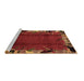 Sideview of Machine Washable Abstract Brown Modern Rug, wshabs1901brn