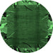 Round Abstract Emerald Green Modern Rug, abs1901emgrn