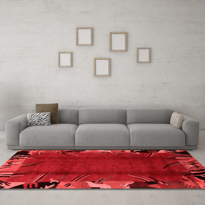 Modern Red Washable Rugs