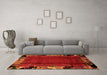 Machine Washable Abstract Orange Modern Area Rugs in a Living Room, wshabs1901org