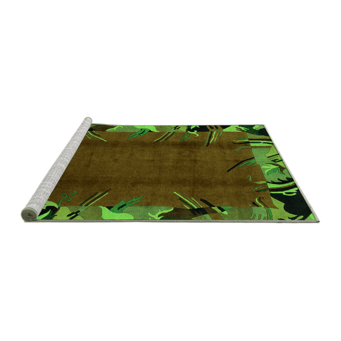 Sideview of Machine Washable Abstract Green Modern Area Rugs, wshabs1901grn