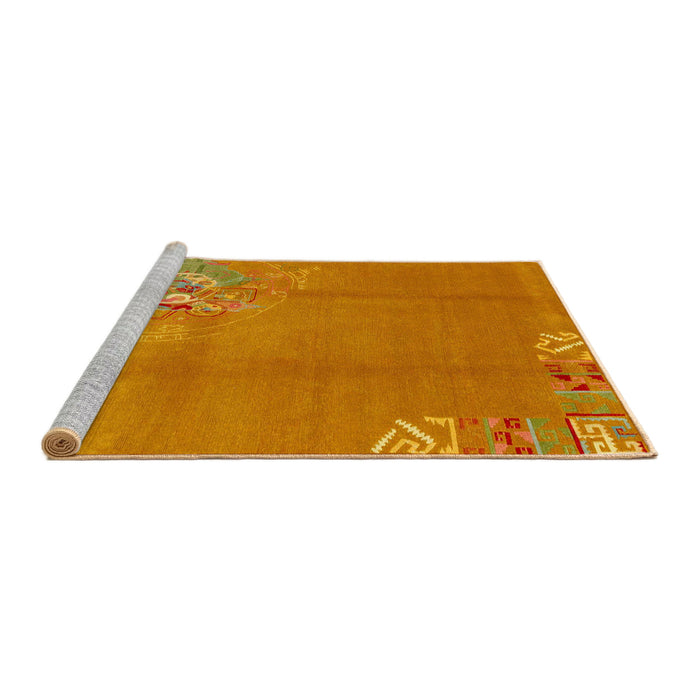Sideview of Machine Washable Abstract Orange Red Rug, wshabs1902