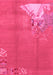 Machine Washable Abstract Pink Modern Rug, wshabs1902pnk