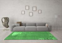 Machine Washable Abstract Emerald Green Modern Rug, wshabs1902emgrn