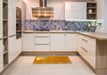 Abstract Orange Red Modern Rug in a Kitchen, abs1902