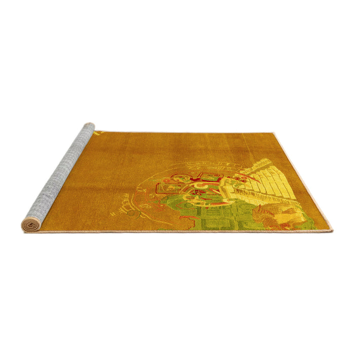 Sideview of Machine Washable Abstract Yellow Modern Rug, wshabs1902yw