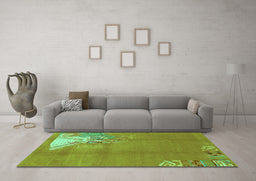 Machine Washable Abstract Turquoise Modern Area Rugs in a Living Room,, wshabs1902turq