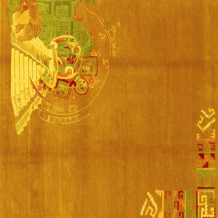 Square Abstract Yellow Modern Rug, abs1902yw