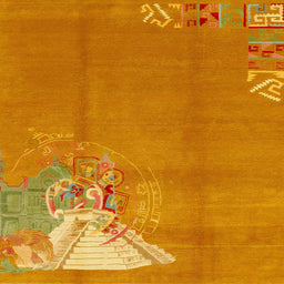 Square Machine Washable Abstract Orange Red Rug, wshabs1902