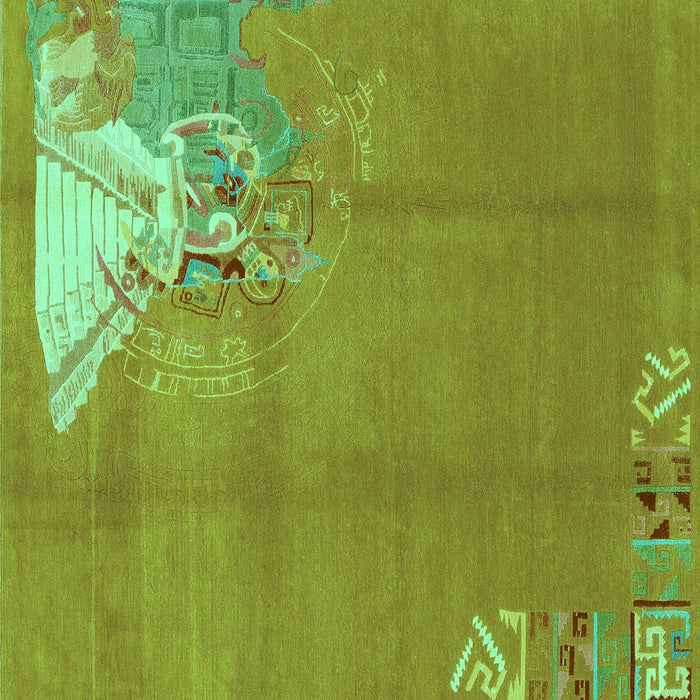 Square Abstract Turquoise Modern Rug, abs1902turq