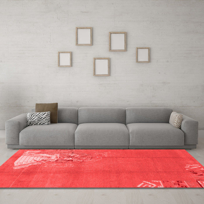 Modern Red Washable Rugs