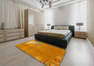 Machine Washable Abstract Orange Red Rug in a Bedroom, wshabs1902