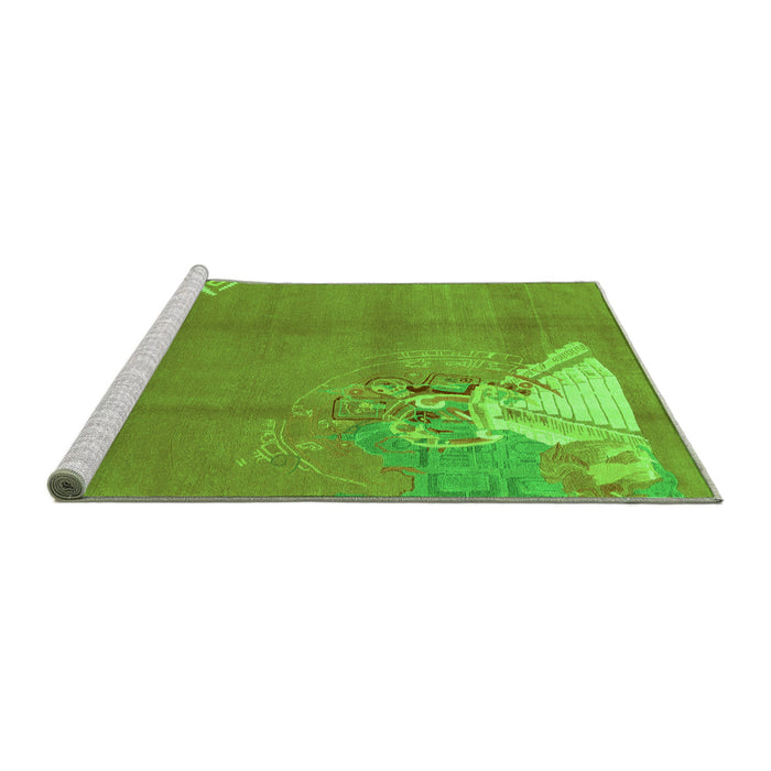 Sideview of Machine Washable Abstract Green Modern Area Rugs, wshabs1902grn