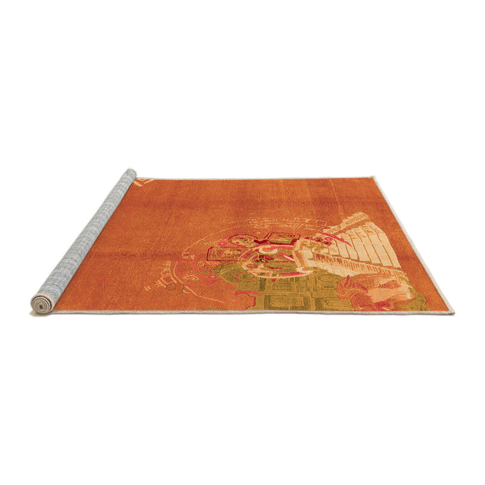 Sideview of Machine Washable Abstract Orange Modern Area Rugs, wshabs1902org