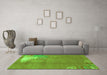 Machine Washable Abstract Green Modern Area Rugs in a Living Room,, wshabs1902grn