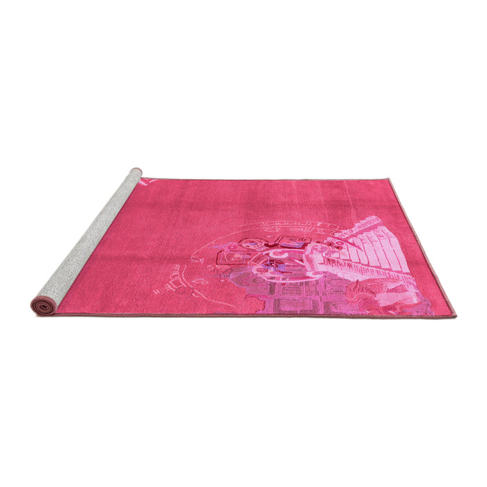 Sideview of Machine Washable Abstract Pink Modern Rug, wshabs1902pnk