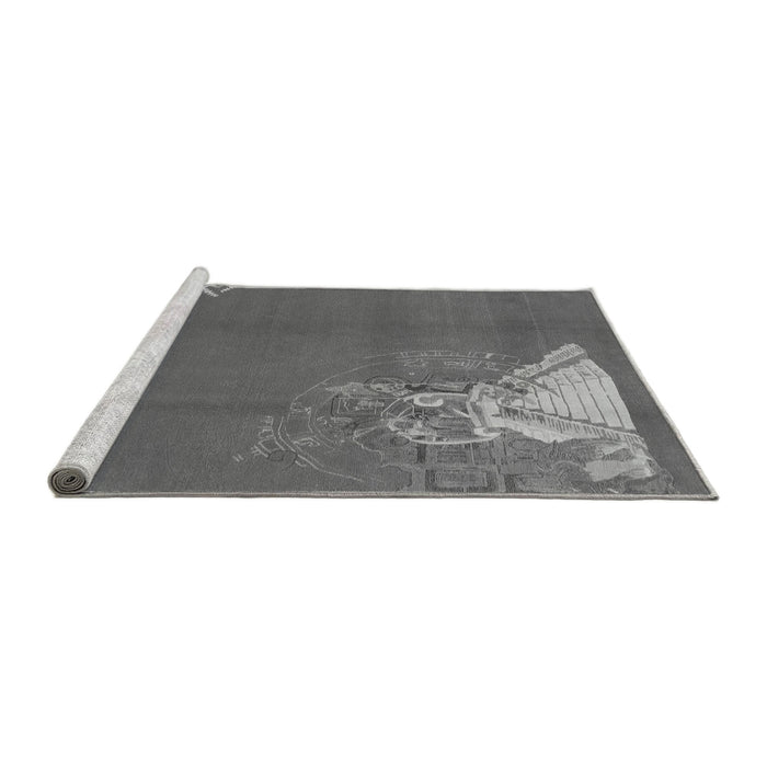 Sideview of Machine Washable Abstract Gray Modern Rug, wshabs1902gry