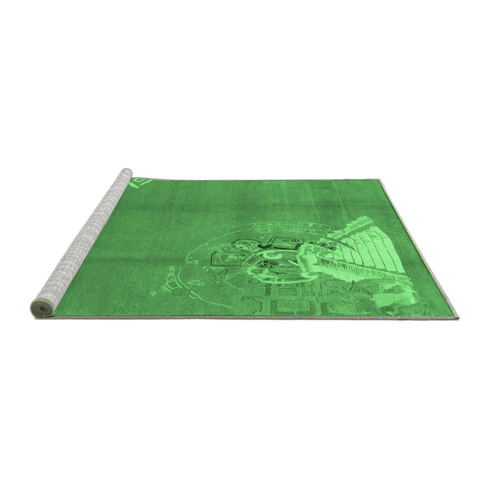 Sideview of Machine Washable Abstract Emerald Green Modern Area Rugs, wshabs1902emgrn