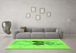 Machine Washable Abstract Green Modern Area Rugs in a Living Room,, wshabs1903grn