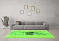 Machine Washable Abstract Green Modern Rug, wshabs1903grn