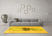 Machine Washable Abstract Yellow Modern Rug in a Living Room, wshabs1903yw