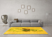 Machine Washable Abstract Yellow Modern Rug, wshabs1903yw