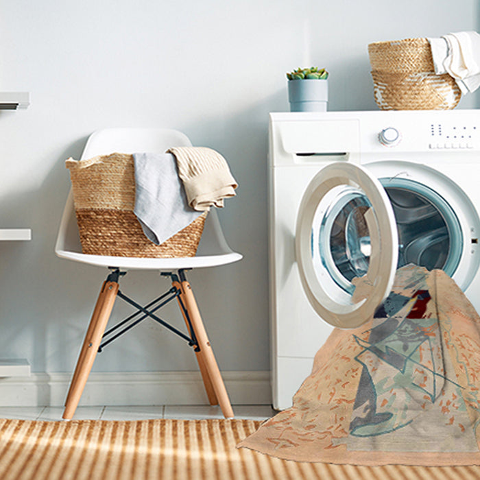 Machine Washable Abstract Brown Rug in a Washing Machine, wshabs1903