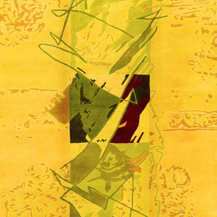 Machine Washable Abstract Yellow Modern Rug, wshabs1903yw