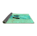 Sideview of Abstract Turquoise Modern Rug, abs1903turq