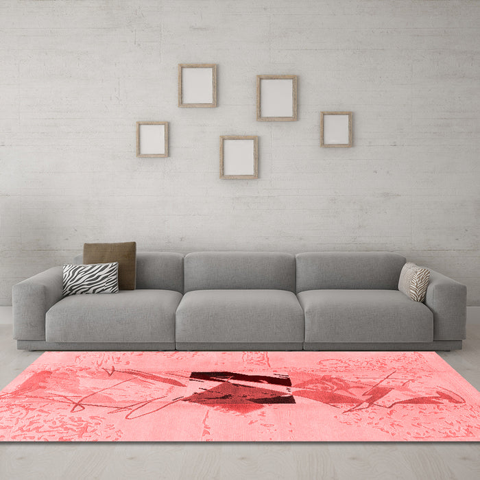 Modern Red Washable Rugs