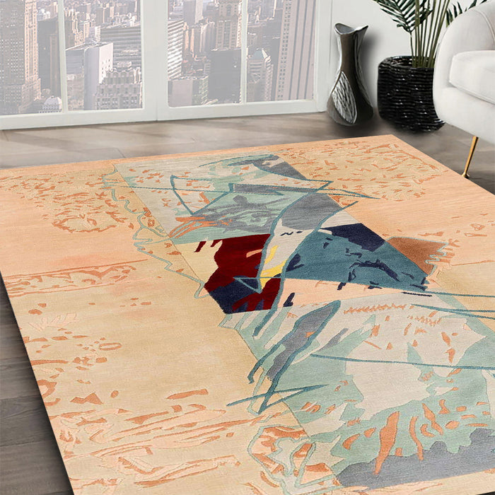 Abstract Brown Modern Rug in Family Room, abs1903