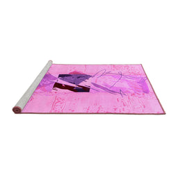 Sideview of Machine Washable Abstract Pink Modern Rug, wshabs1903pnk