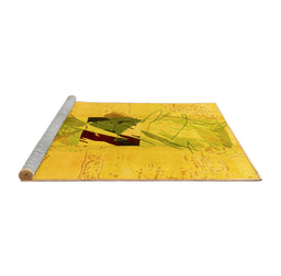 Sideview of Machine Washable Abstract Yellow Modern Rug, wshabs1903yw