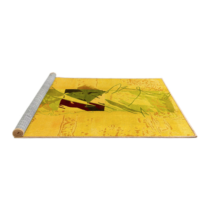 Sideview of Machine Washable Abstract Yellow Modern Rug, wshabs1903yw
