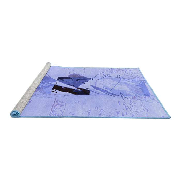 Sideview of Machine Washable Abstract Blue Modern Rug, wshabs1903blu