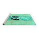 Sideview of Machine Washable Abstract Turquoise Modern Area Rugs, wshabs1903turq