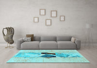 Machine Washable Abstract Light Blue Modern Rug, wshabs1903lblu