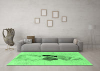 Machine Washable Abstract Emerald Green Modern Rug, wshabs1903emgrn